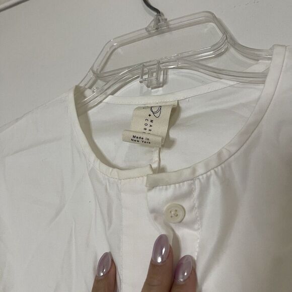 ZERO + Maria Cornejo ivory white long sleeve button down cotton dress US 4 - Picture 2 of 12